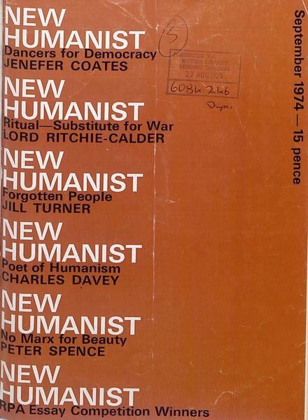 New Humanist – September 1974 Cover