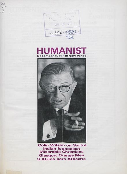 New Humanist – The Humanist, December 1971 Cover