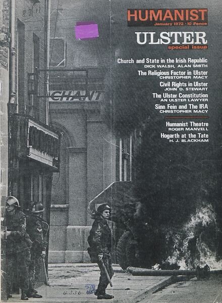 New Humanist – The Humanist, January 1972 Cover