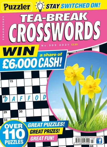 Puzzler Tea-Break Crosswords – February 2021 Cover