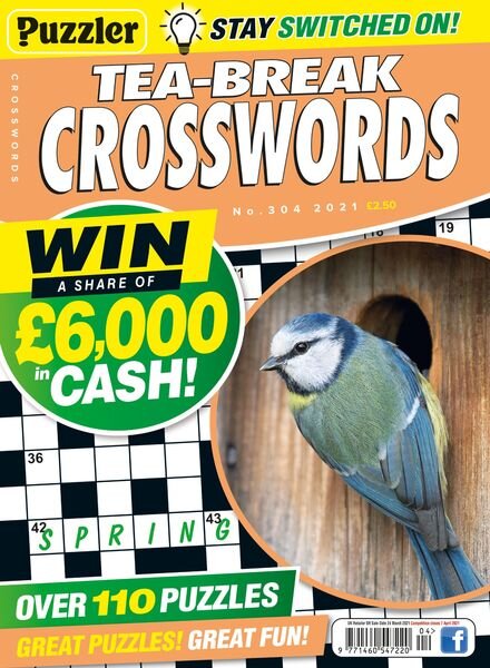 Puzzler Tea-Break Crosswords – March 2021 Cover