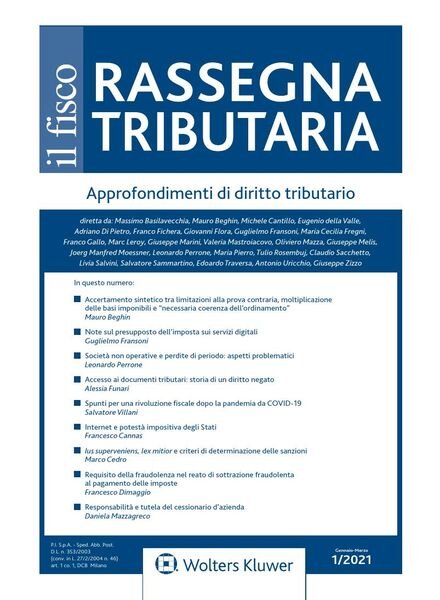 Rassegna Tributaria – Gennaio 2021 Cover