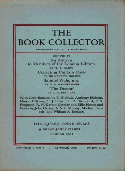 The Book Collector – Autumn, 1952 Cover