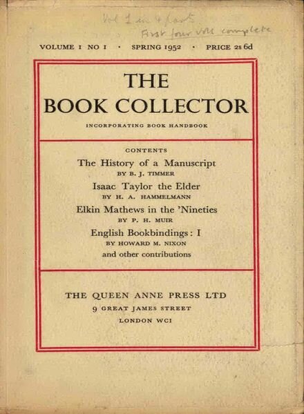 The Book Collector – Spring 1952 Cover