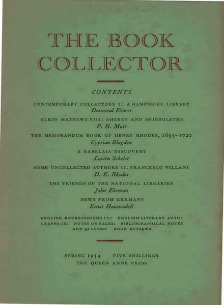 The Book Collector – Spring, 1954 Cover