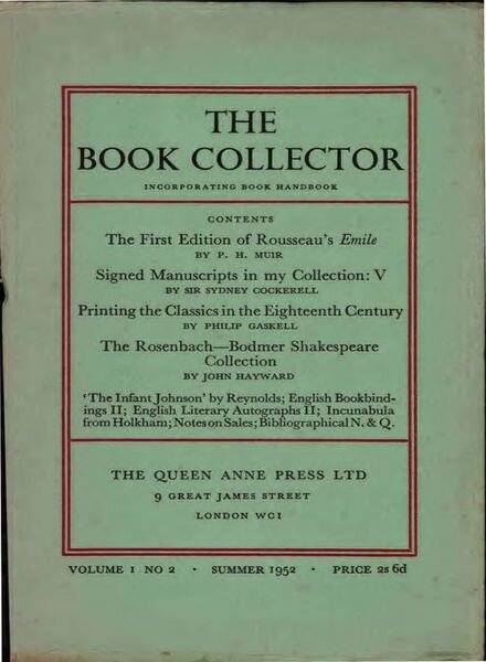 The Book Collector – Summer 1952 Cover