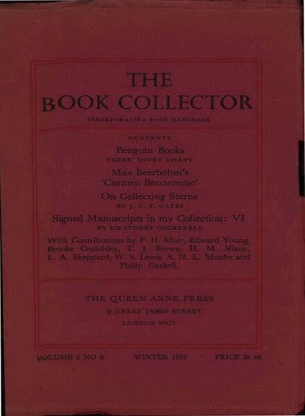 The Book Collector – Winter, 1952 Cover