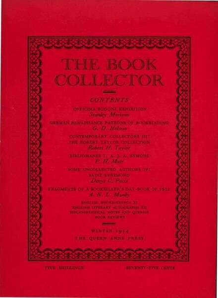 The Book Collector – Winter 1954 Cover