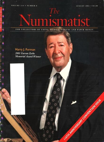 The Numismatist – August 2001 Cover