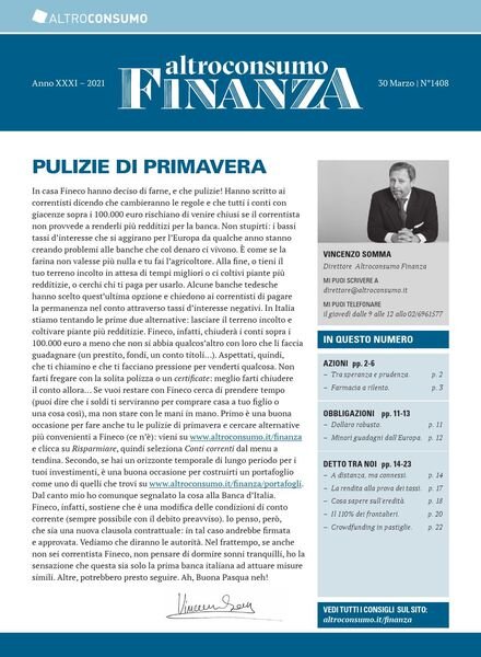 Altroconsumo Finanza – 30 Marzo 2021 Cover