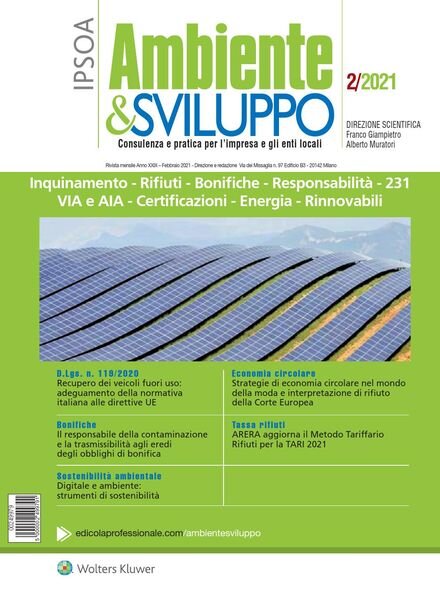 Ambiente & sviluppo – Febbraio 2021 Cover