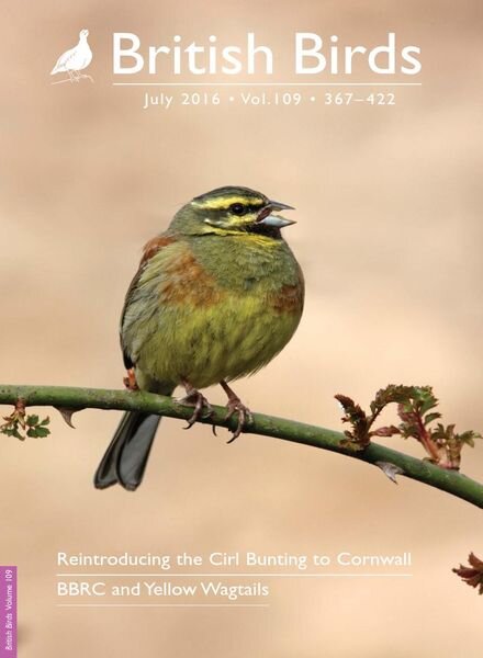 British Birds – July 2016 Cover
