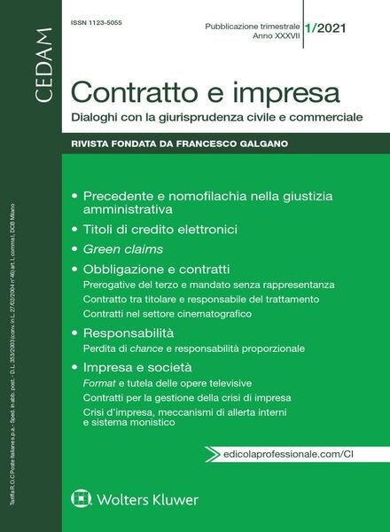 Contratto e Impresa – Gennaio 2021 Cover