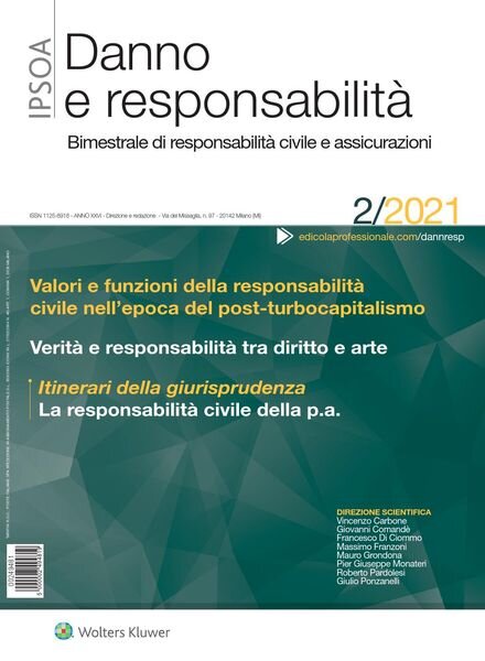 Danno e Responsabilita – Marzo-Aprile 2021 Cover