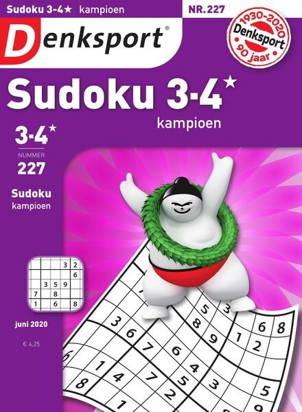 Denksport Sudoku 3-4 kampioen – 04 juni 2020 Cover