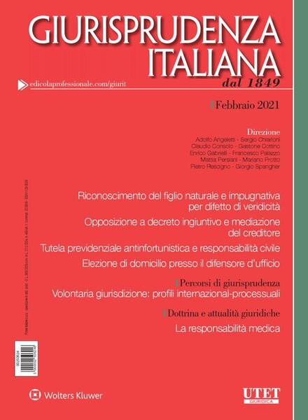 Giurisprudenza Italiana – Febbraio 2021 Cover