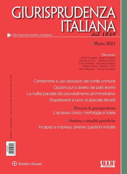 Giurisprudenza Italiana – Marzo 2021 Cover