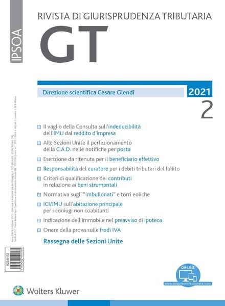 GT Rivista di Giurisprudenza Tributaria – Febbraio 2021 Cover