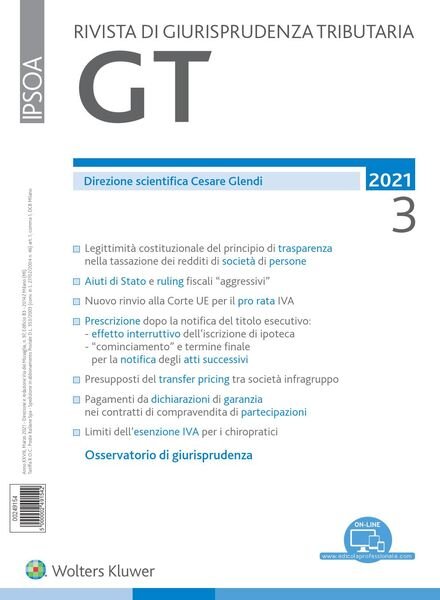GT Rivista di Giurisprudenza Tributaria – Marzo 2021 Cover