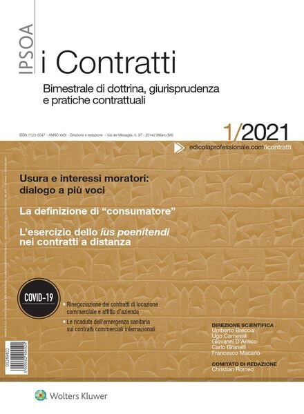 I Contratti – Gennaio 2021 Cover