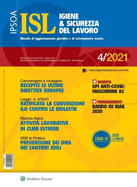 Igiene & Sicurezza del Lavoro – Aprile 2021 Cover