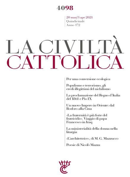 La Civilta Cattolica – 20 Marzo 2021 Cover