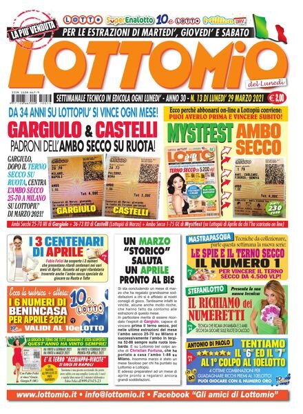Lottomio del Lunedi – 29 Marzo 2021 Cover