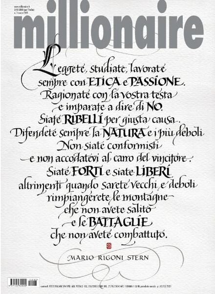 Millionaire – Marzo 2021 Cover