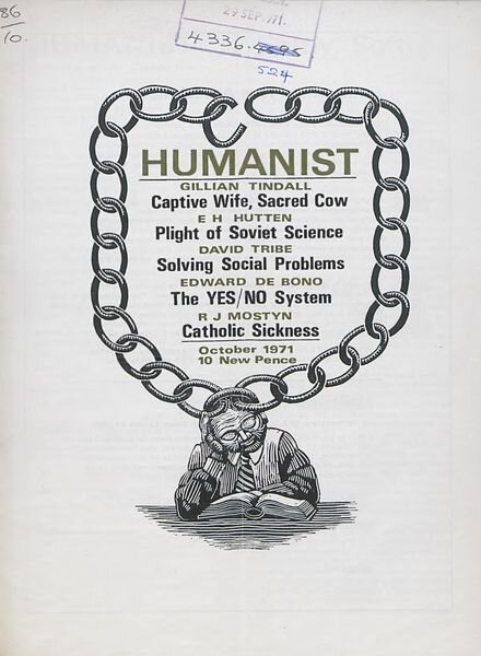 New Humanist – The Humanist, October 1971 Cover