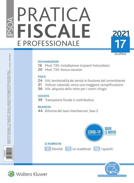Pratica Fiscale e Professionale – 26 Aprile 2021 Cover