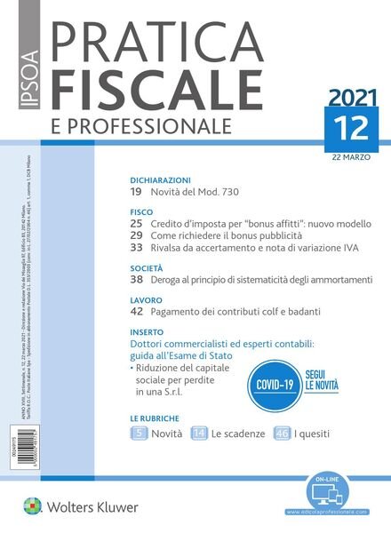Pratica Lavoro – 20 Marzo 2021 Cover
