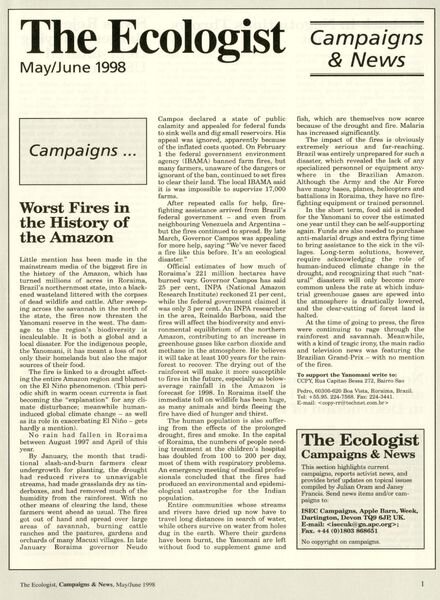 Resurgence & Ecologist – Campaigns & News May-June 1998 Cover