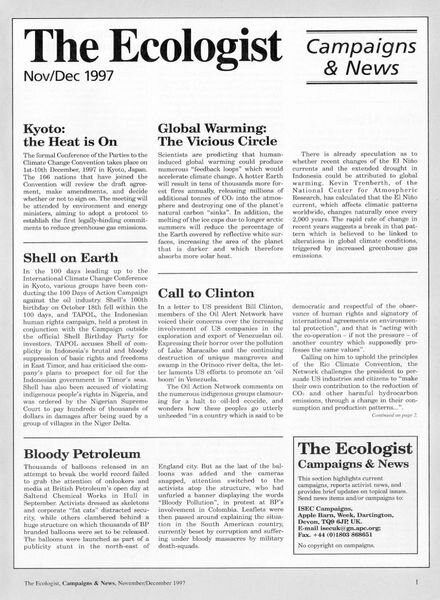 Resurgence & Ecologist – Campaigns & News November-December 1997 Cover