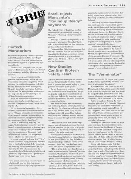 Resurgence & Ecologist – Campaigns & News November-December 1998 Cover