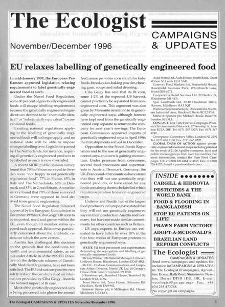 Resurgence & Ecologist – Campaigns & Updates November-December 1996 Cover