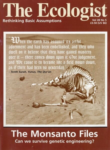 Resurgence & Ecologist – Ecologist, Vol 28 N 5 – Sepember – October 1998 Cover