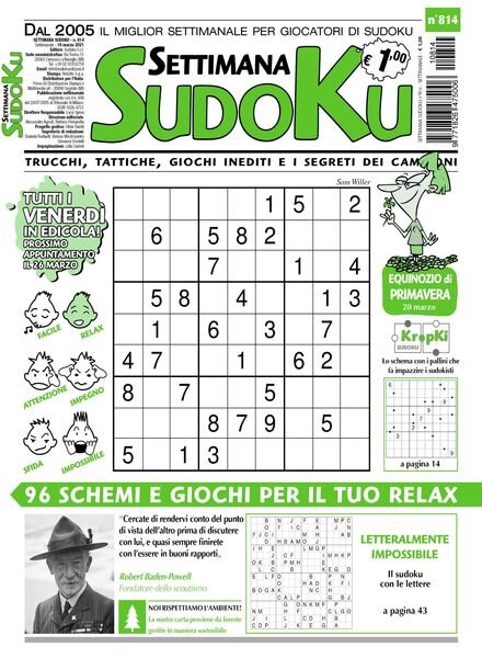 Settimana Sudoku – 17 marzo 2021 Cover
