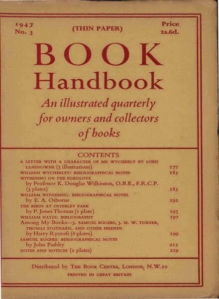 The Book Collector – N 3, 1947 Cover