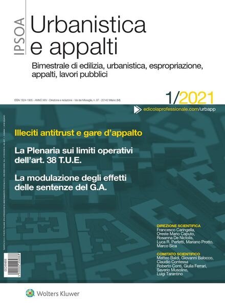 Urbanistica e appalti – Gennaio 2021 Cover
