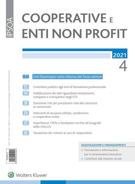 Cooperative e enti non profit – Aprile 2021 Cover