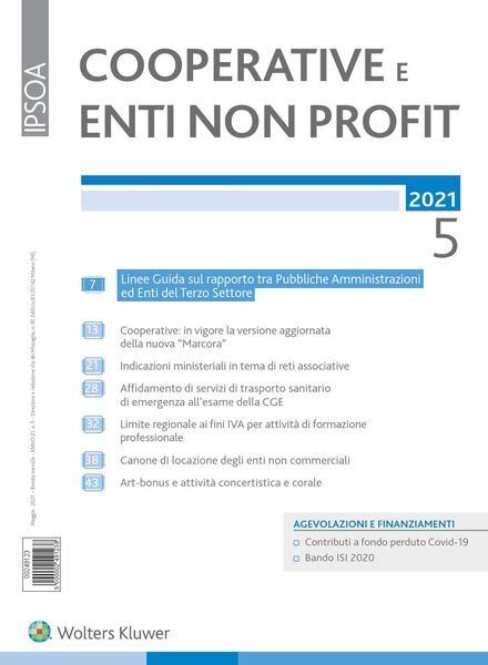 Cooperative e enti non profit – Maggio 2021 Cover
