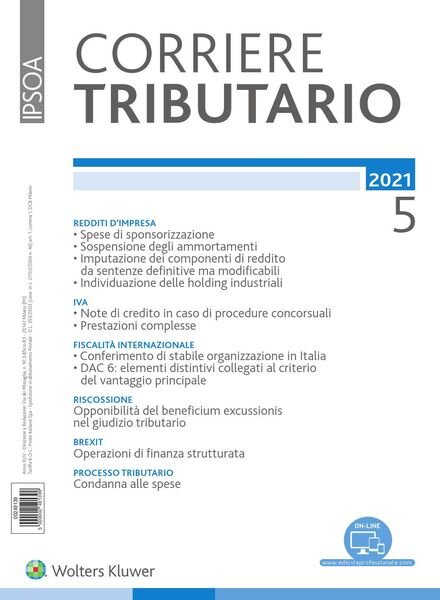 Corriere Tributario – Maggio 2021 Cover