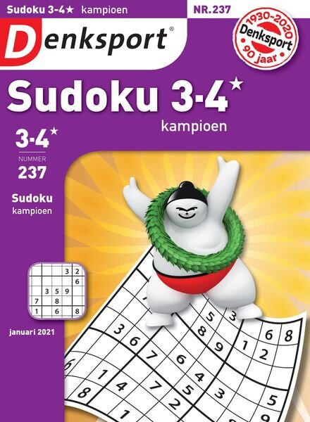 Denksport Sudoku 3-4 kampioen – 31 december 2020 Cover