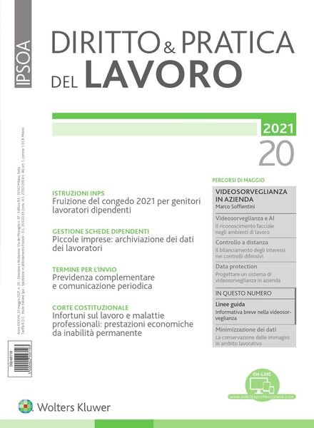 Diritto e Pratica del Lavoro – 22 Maggio 2021 Cover