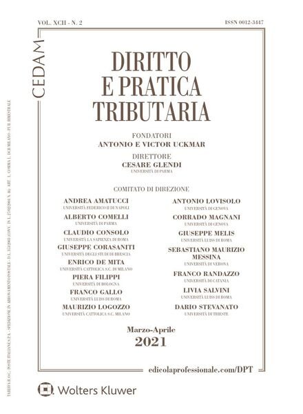 Diritto e Pratica Tributaria – Aprile 2021 Cover