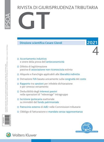 GT Rivista di Giurisprudenza Tributaria – Aprile 2021 Cover