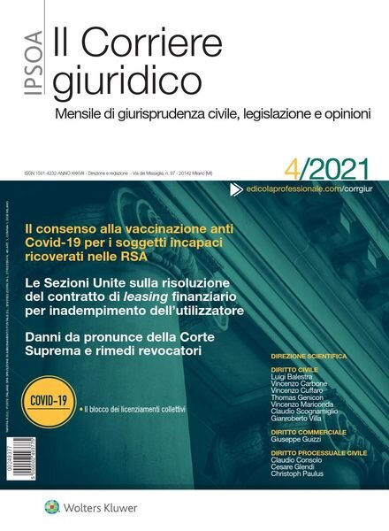 Il Corriere Giuridico – Aprile 2021 Cover