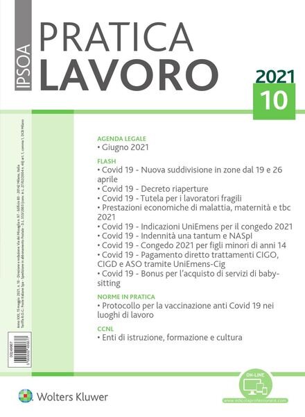 Pratica Lavoro – 15 Maggio 2021 Cover