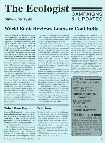 Resurgence & Ecologist – Campaigns & Updates May-June 1996 Cover