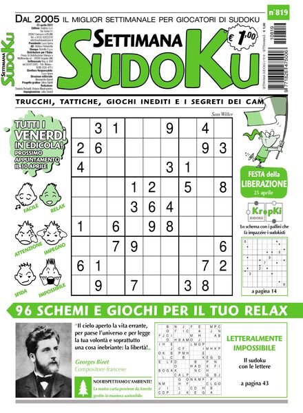 Settimana Sudoku – 21 aprile 2021 Cover